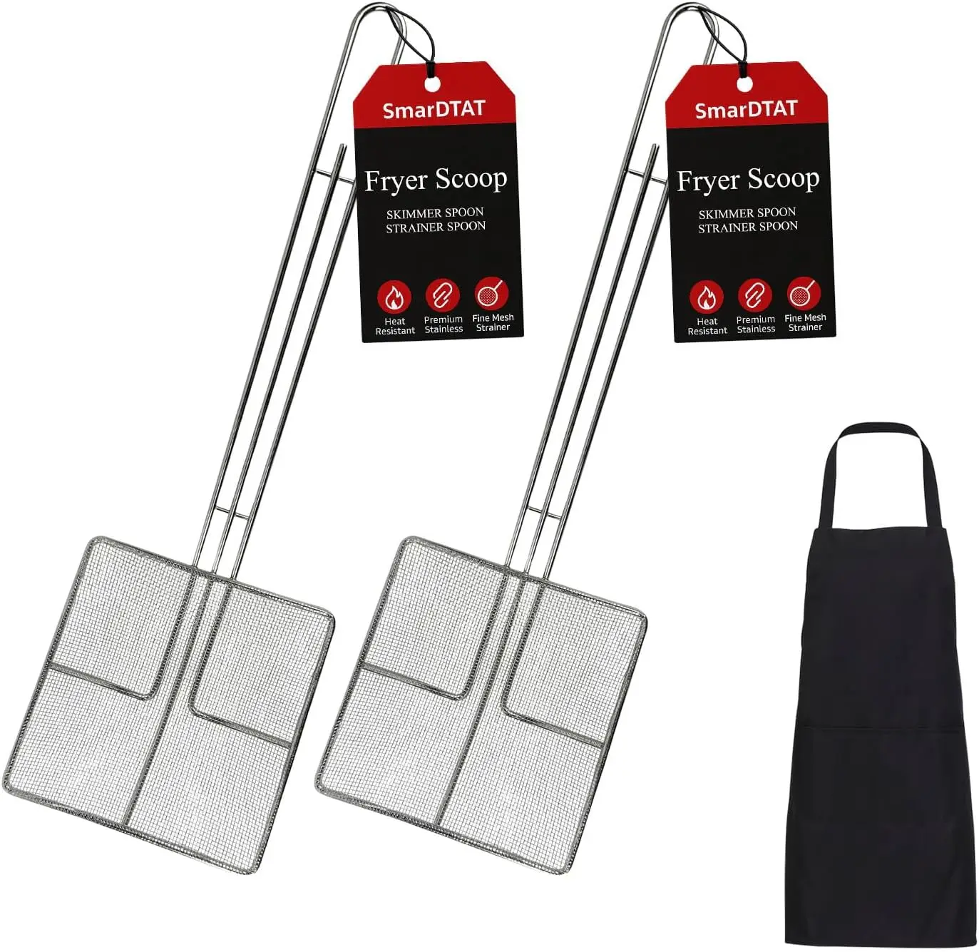 

2PCS - Kitchen Spider Fryer Scoop Fry Skimmer Fryer Skimmer Frying Strainer for Cooking Deep Straining Spoon Ladle Oil L