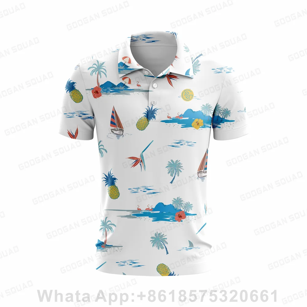 2023 New Summer Hawaii Style Men Polo Shirt Casual Fashion Short Sleeve Quick Dry Fishing Golf T-shirt Tops Clothing Plus Size