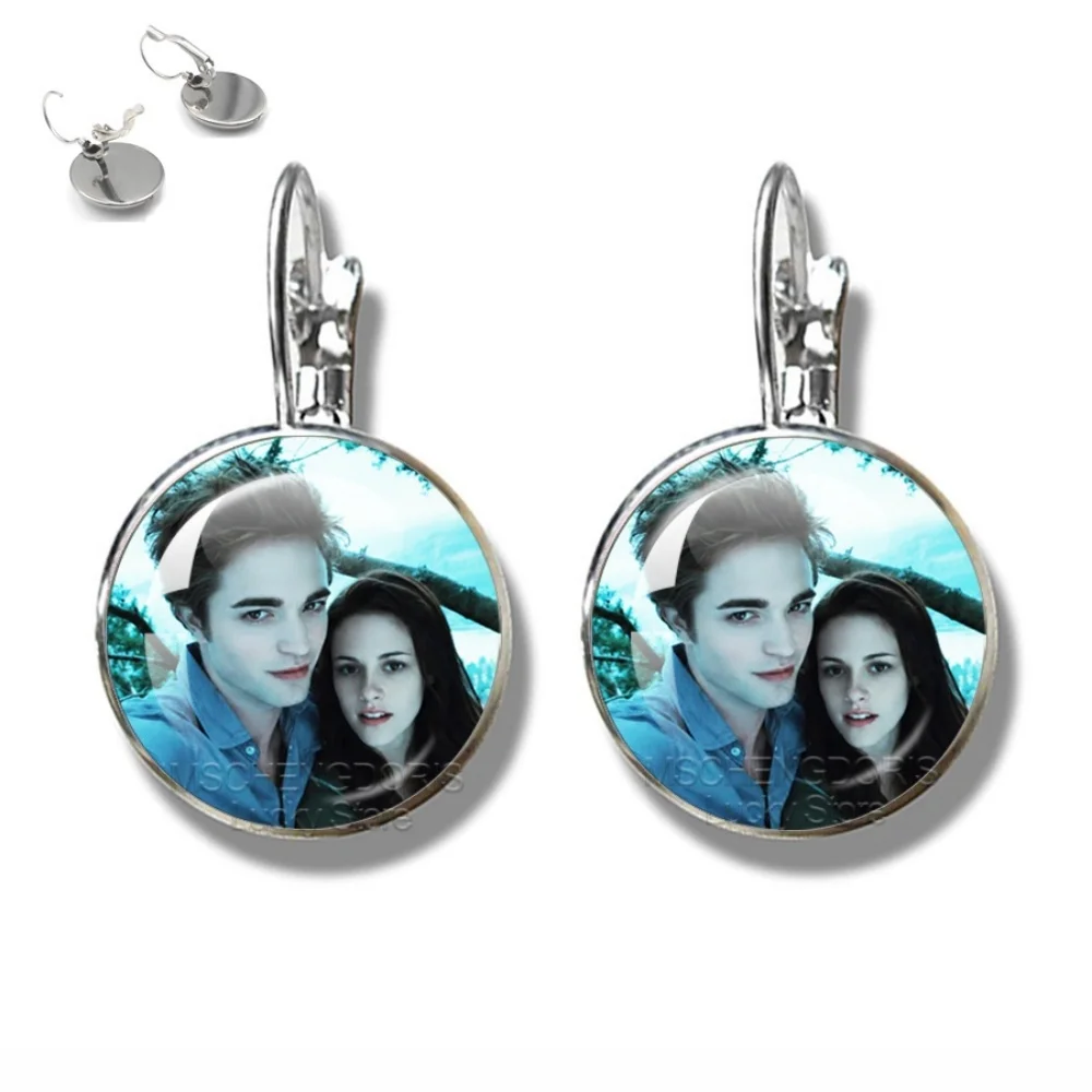 Twilight Classic Movie French Hook Earring Character Bella Edward Glass Cabochon16MM Pendant Earring Jewelry Charm Gifts Friend