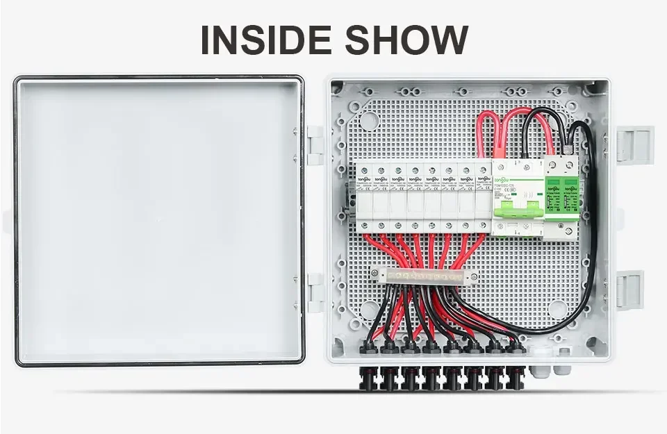 Solar PV Combiner Box With Lightning Protection For 10A 6strings 1000V For Solar Panel 550V DC Circuit Breaker panel solar