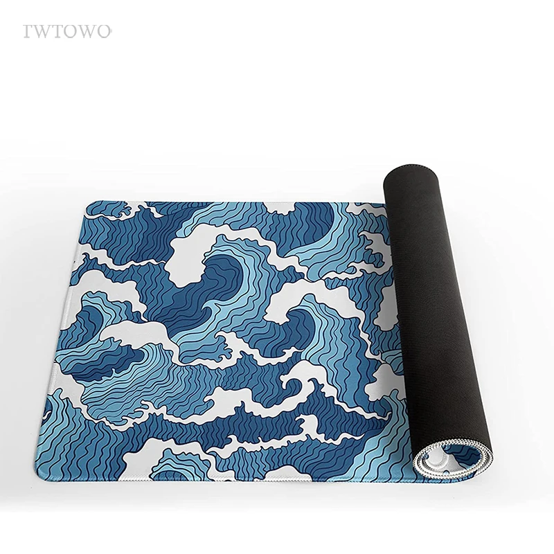 Blue Wave Aesthetics Mouse Pad Gamer XL Computer Large HD Mousepad XXL keyboard pad Carpet Non-Slip Soft Computer Table Mat