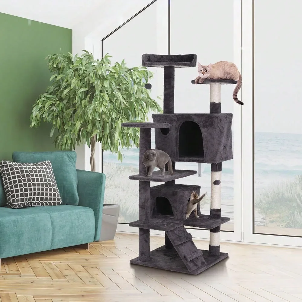 

55" Cat Tree Activity Tower Pet Kitty Furniture with Scratching Posts Ladders