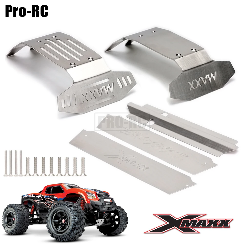 

1Set Front & Rear #7744 Stainless Steel Chassis Armor Skid Plate Guard Protect Set for RC Car 1/5 Traxxas X-Maxx 77086-4 6S 8S