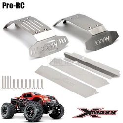 1Set Front & Rear 7744 Stainless Steel Chassis Armor Skid Plate Guard Protect Set for Traxxas 1/5 X-Maxx XMAXX 6S 8S RC Car Part