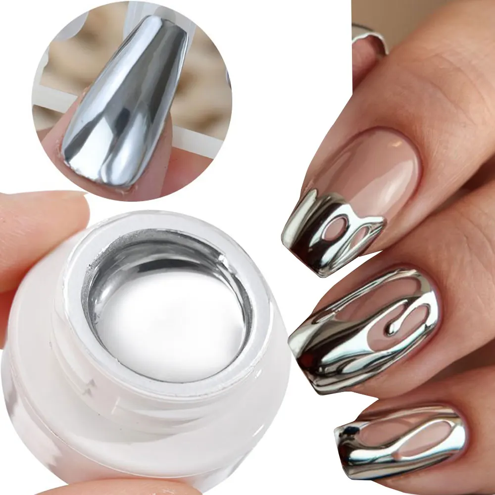 5/10ml metálico prata pintura gel unha polonês y2k espumante efeito espelho forro flor desenho arte do prego gel embeber fora uv varnis