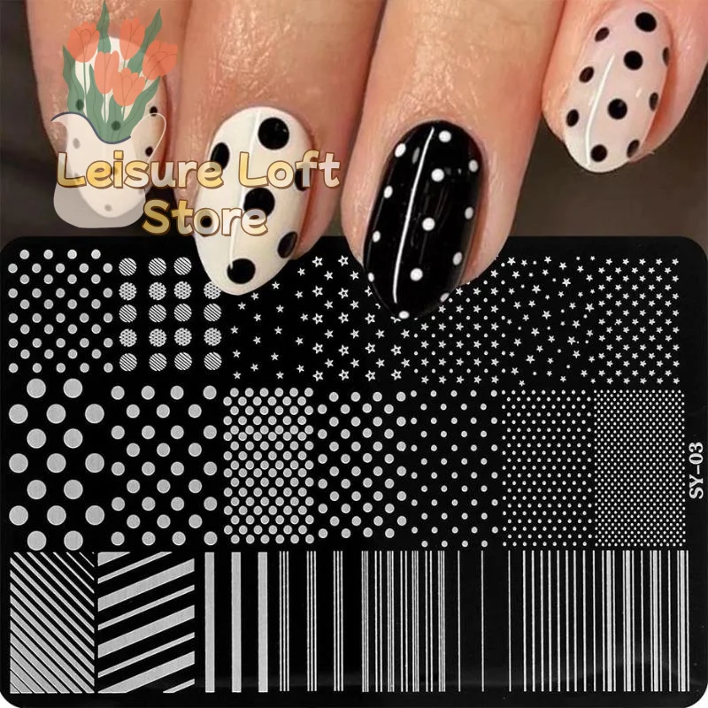 Wiederverwendbare Stempelplatte mit Punktmuster für Nagelkunst aus Edelstahl, Maniküre-Werkzeug für Zuhause & Salon