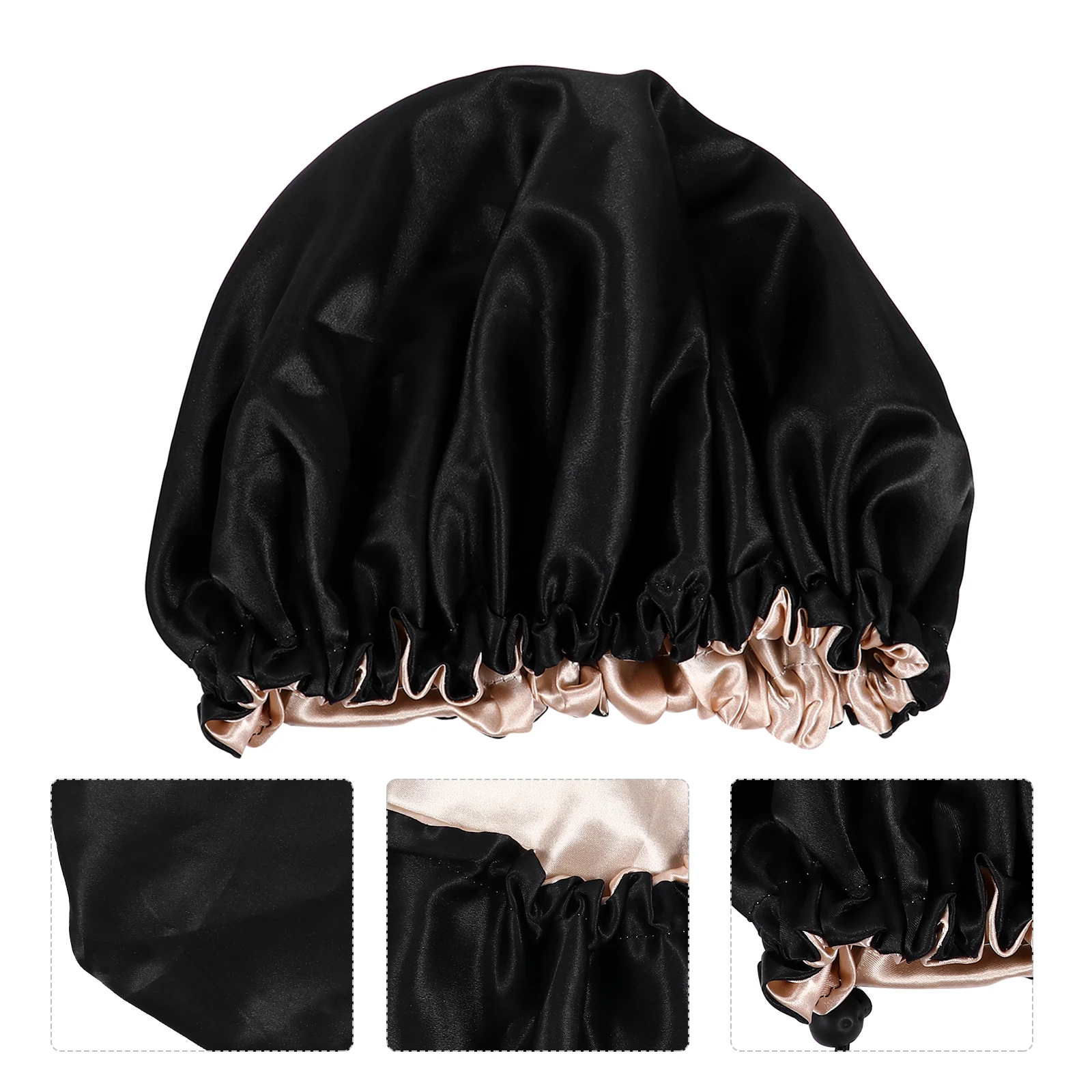 

Double Layer Shower Cap Women's Silk Sleep Bonnet Adjustable Satin Caps Night Hair