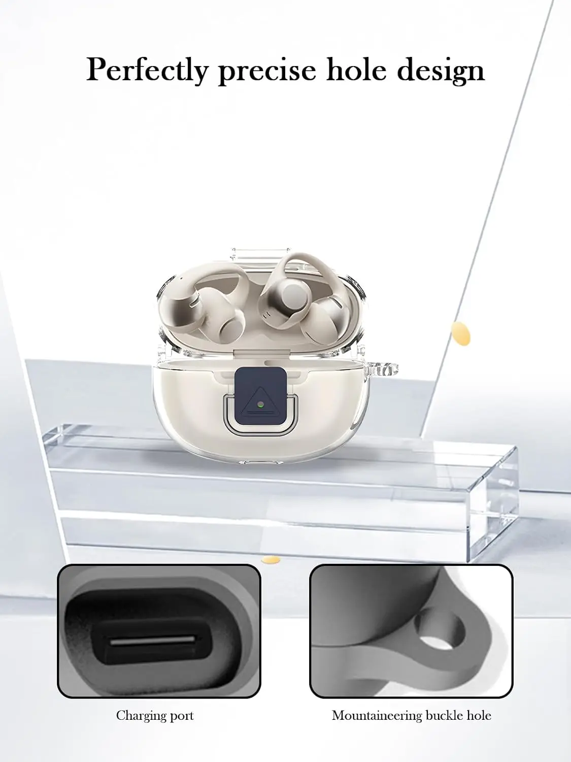TPU Case for SHOKZ Open Dots ONE  & Two, Soft Shockproof Protective Case Cover for SHOKZ OpenDots One's Earbuds with Carabiner