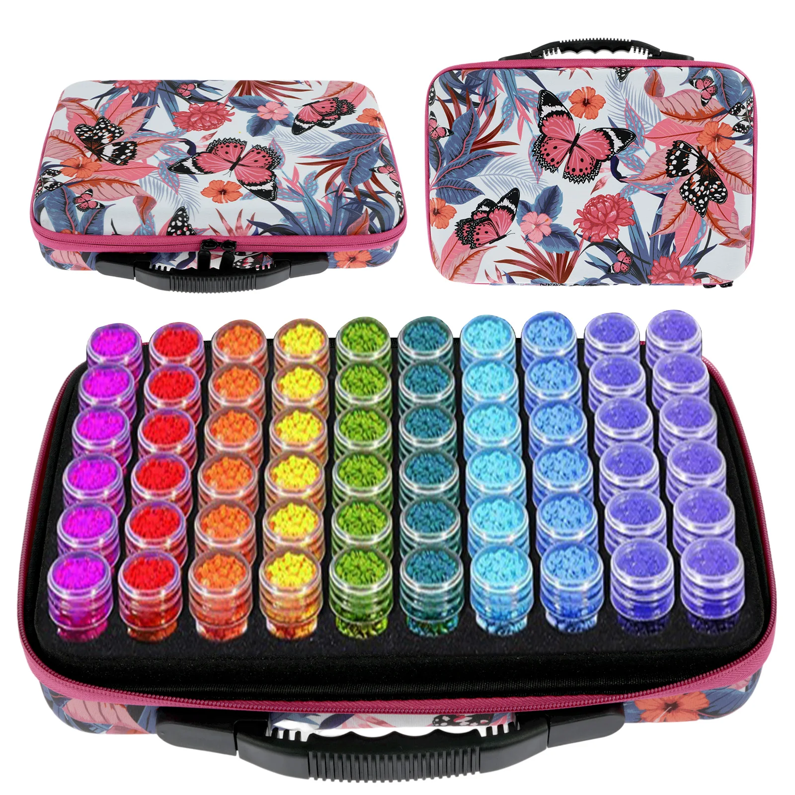 Lzyoehin-Diamond Painting Storage Containers, Beads Organizer Case, Pink, 60 Slots, Art, Jewelry