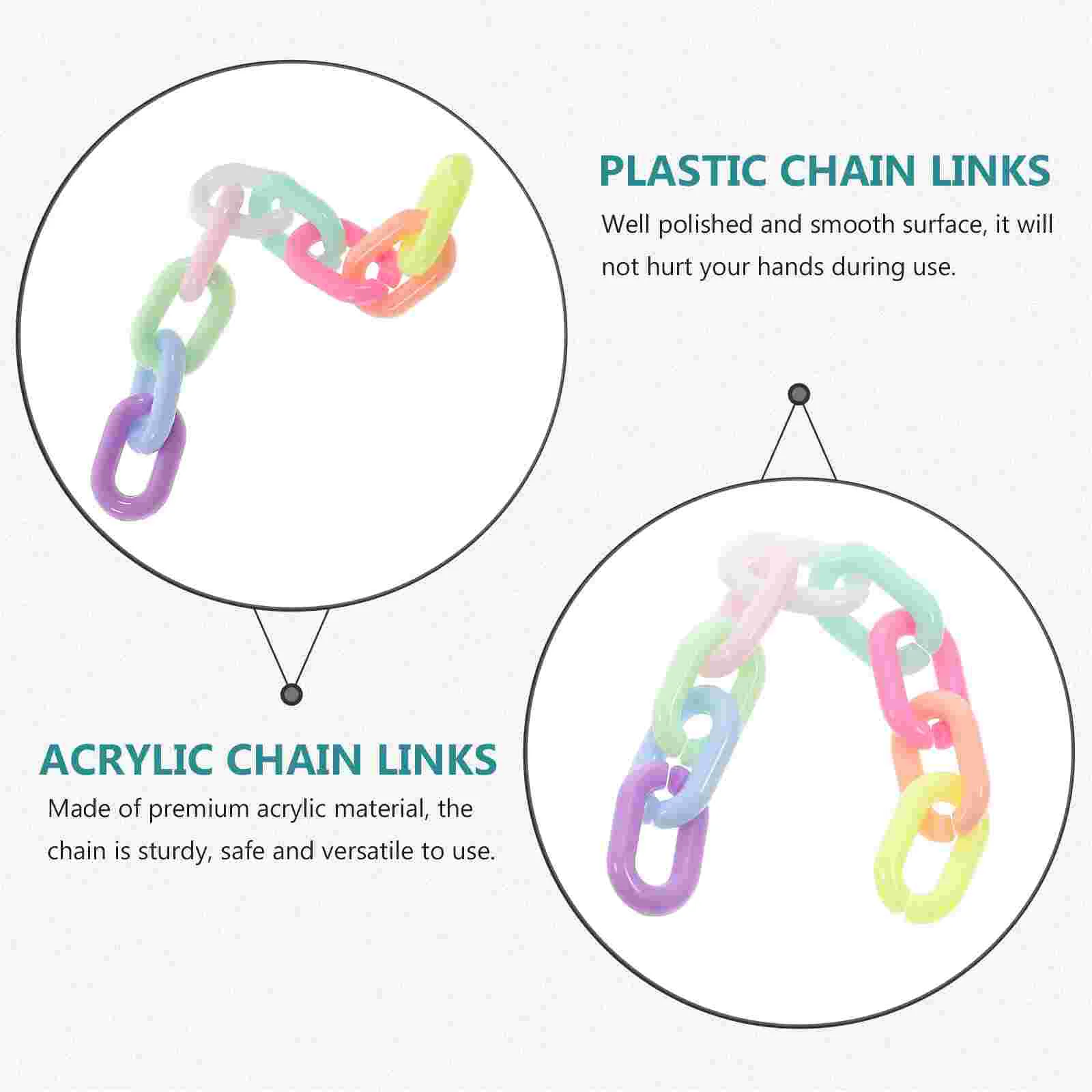 200 Pcs Plastic Chain Links for Crafts Chains Cable Phone Jewelry Acrylic Quick Connectors Linking