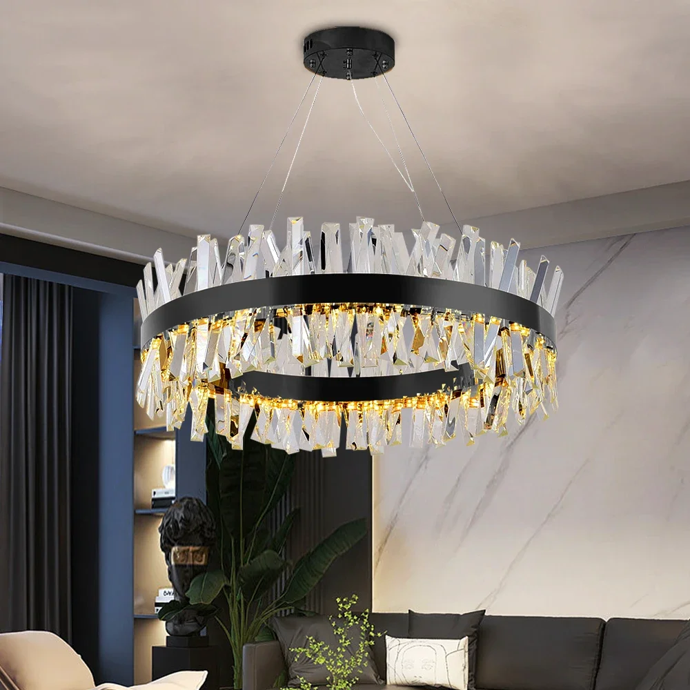 

Modern Crystal Led Chandelier Bedroom Dining Room Round Gold/Chrome Living Room Chandeliers Hall Hallway Home Decor Lamp