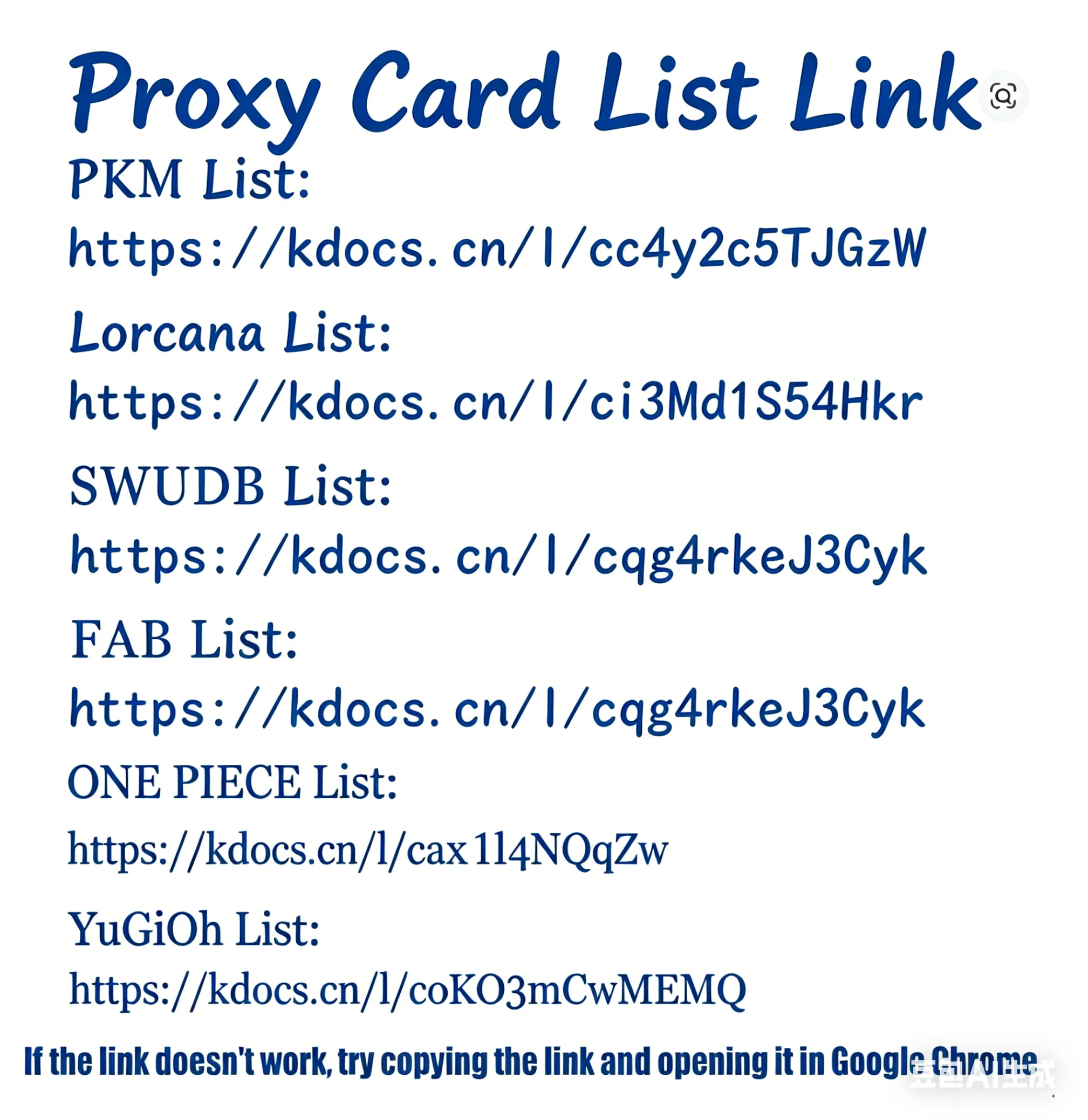 TCG Single Card Choice PROXY TCG Card