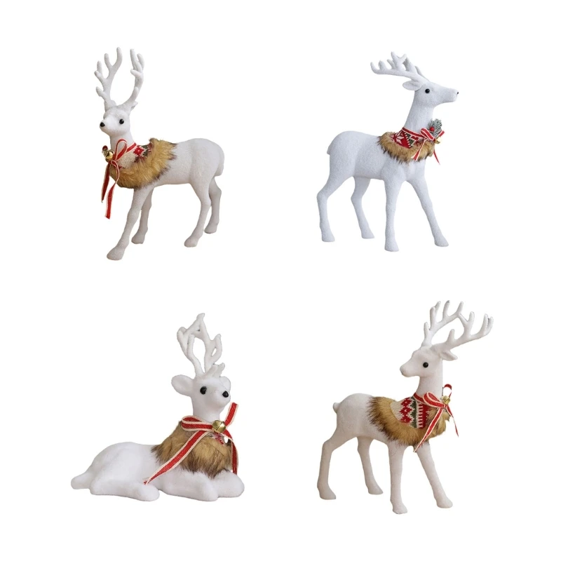 

Stylish White Reindeer Figurine Ornament For Christmas Decors Add Festival Charm