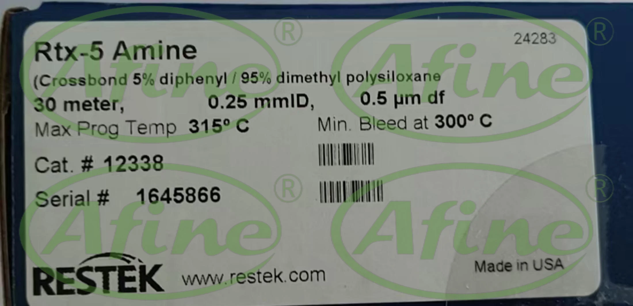 

AFINE Restek 12338 Rtx-5 Amine Column 30m x 0.25mm ID 0.50µm Film Columns