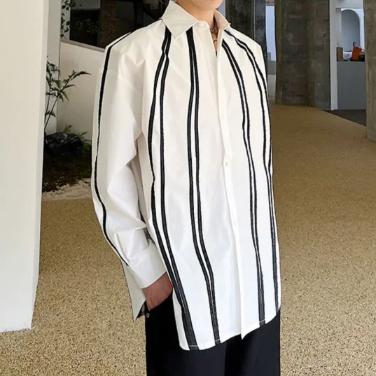 

SuperAen Spring and Summer Shirt Women Long Sleeve Contrast Panel Design Oversize Womens Tops