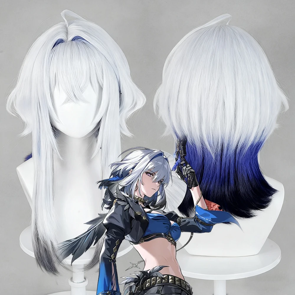 Jeu Wuthering Waves GALBRENR Cosplay perruque femmes blanc bleu dégradé cheveux résistant à la chaleur synthétique perruque Halloween accessoire