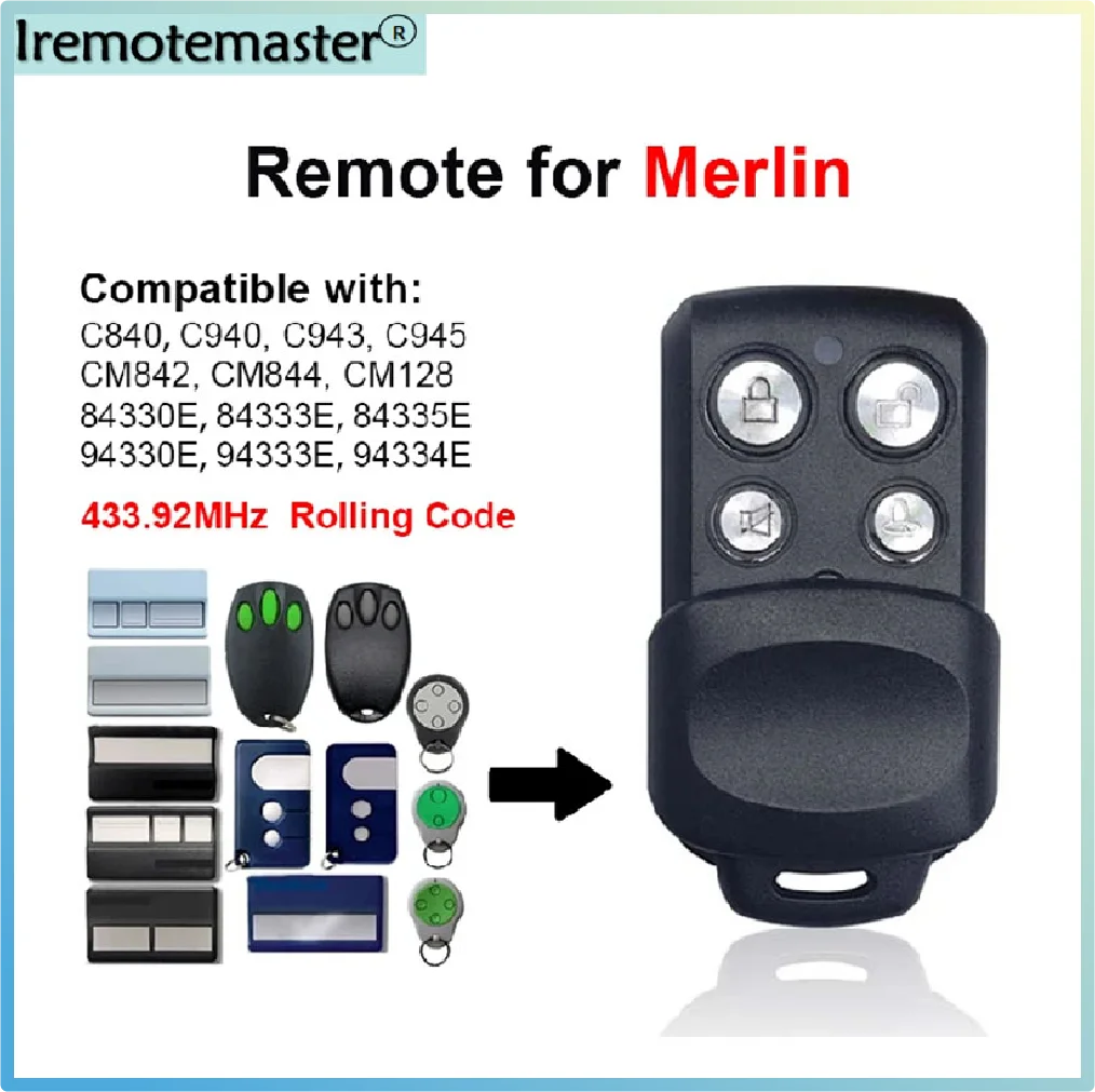 Replacement Merlin+ C945 CM842 C940 C943 Liftmaster 84335E 84335EML 94335E 94335EML 433MHz Garage Remote Control