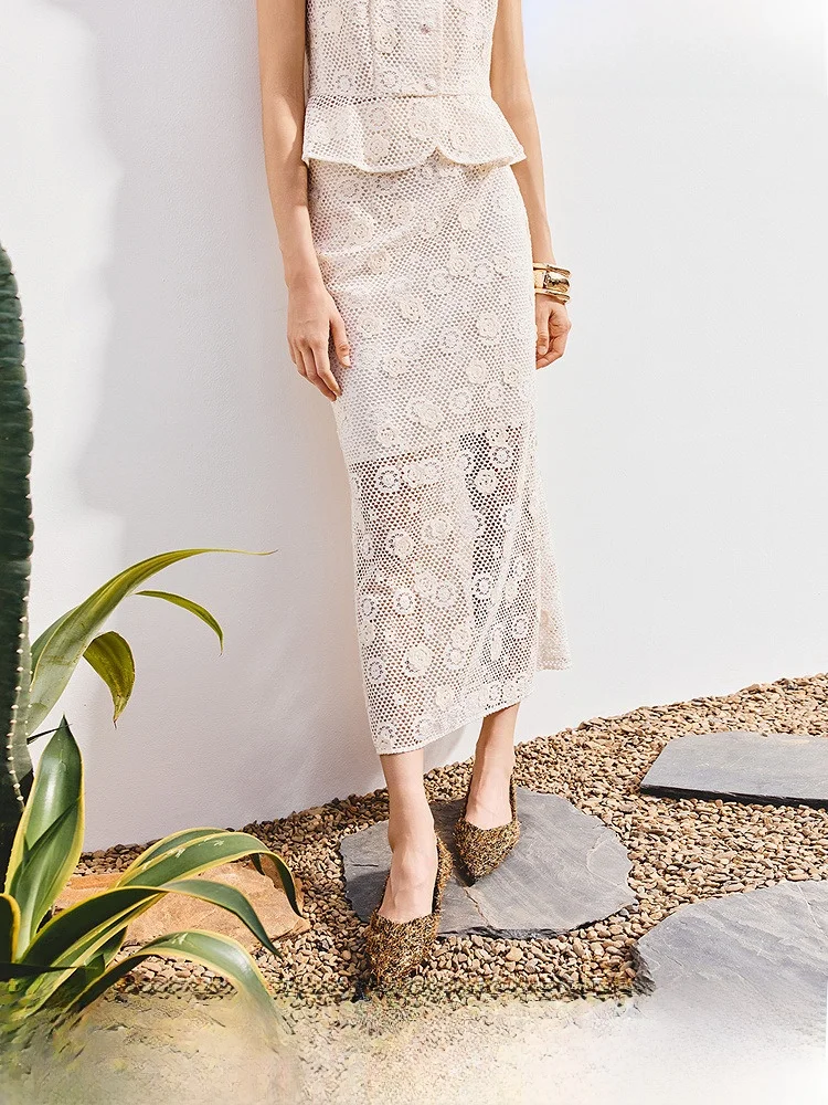 

MaxRieny n Sle Hollow out Asymmetrical Long Skirt High Waist Fi Tail Skirt Summer Faion Women's Premium Clothing