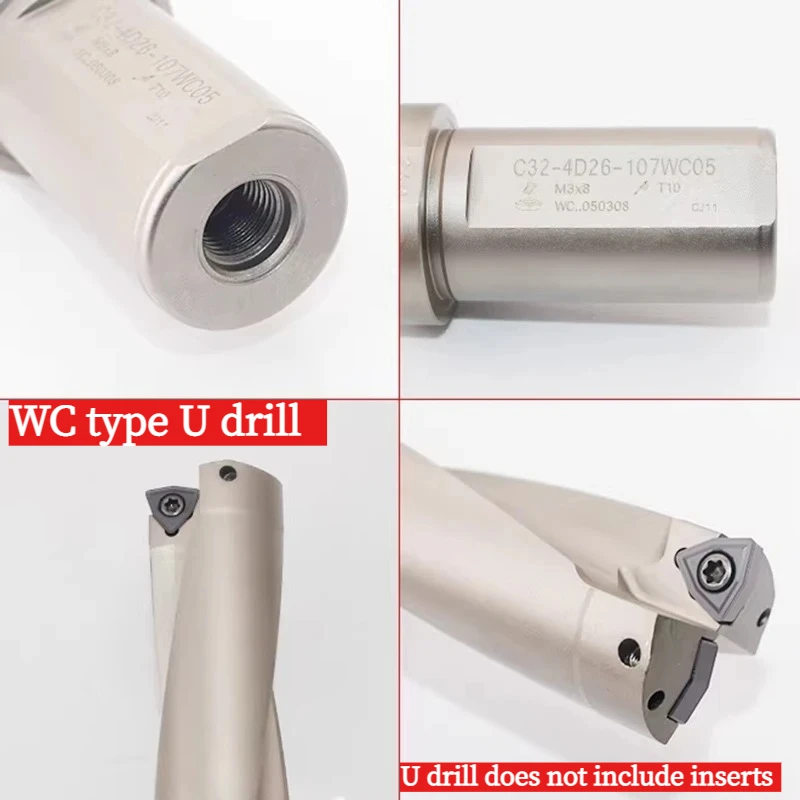 

WC fast U drill Indexable bit drilling 2D 3D 4D 13mm-50mm,for Each WCMX WCMT series insert mechanical Lathe CNC Deep hole drill