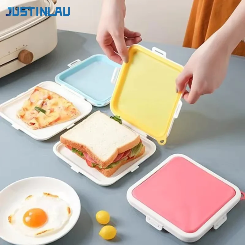JUSTINLAU Sandwich Toast Bento Box Tragbare wiederverwendbare Sandwich-Brot-Aufbewahrungsbox Umweltfreundlicher Lunch- und Lebensmittelbehälter