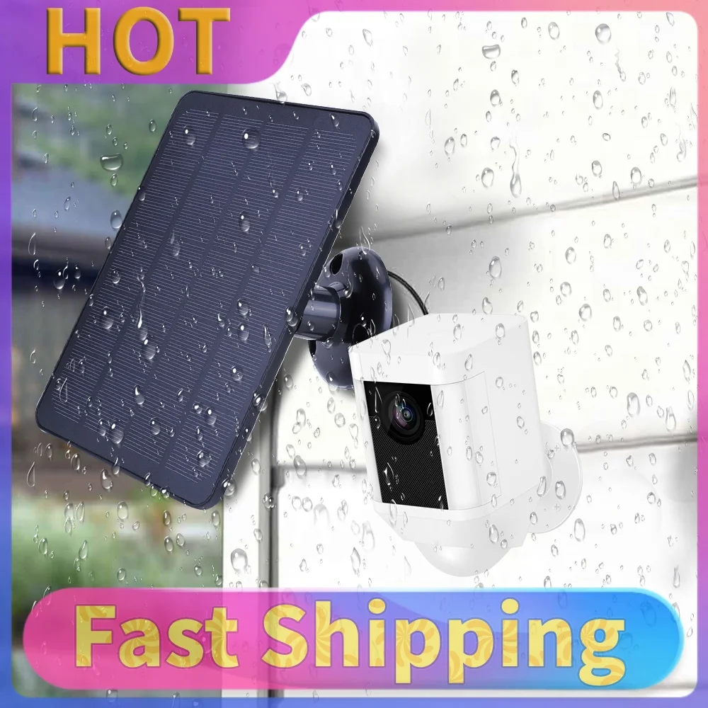 4W 5V Solar Charging Panel Waterproof Solar Battery Charger Adjustable Wall Mount Bracket for Ring Stick Up&Spotlight Camera
