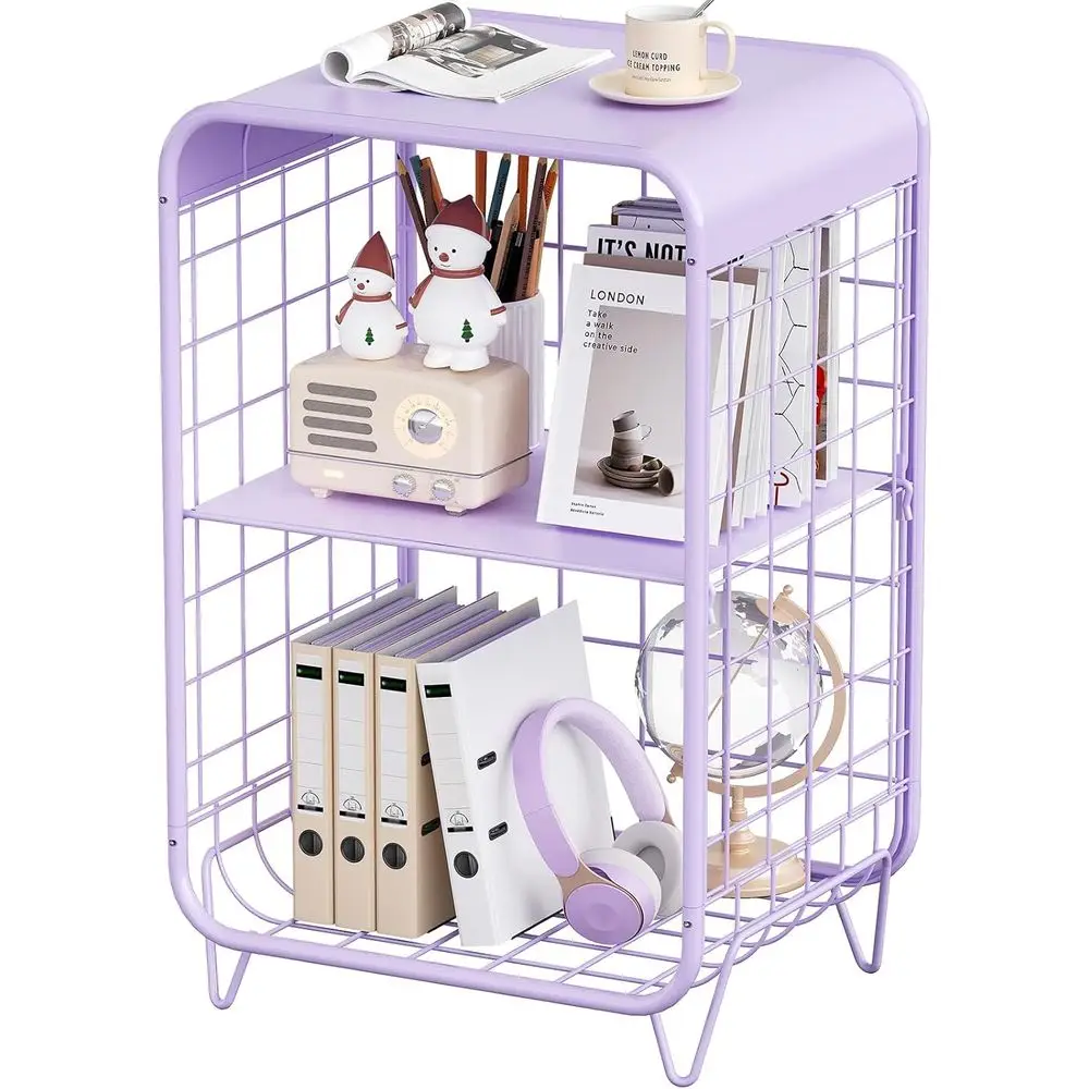 

Cute Kids Nightstand,Metal Side Table,3 Tier End Table with Storage,Vintage Bede Table,Girls Bedroom urniture,Coee Table or Livi