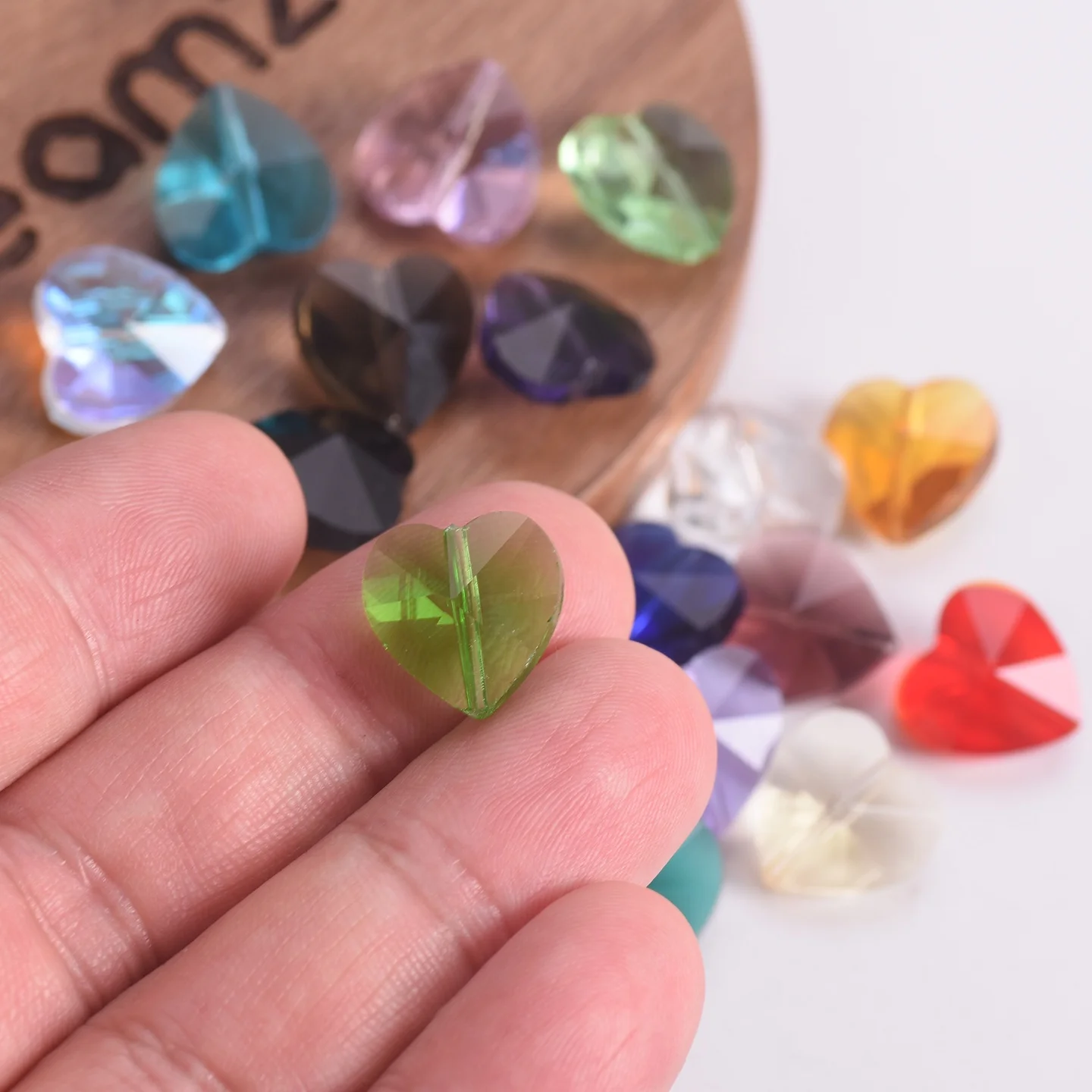 10 stücke 14mm Herz Form Facettierte Kristall Glas Lose Handwerk Perlen für Schmuck, Die DIY Handwerk