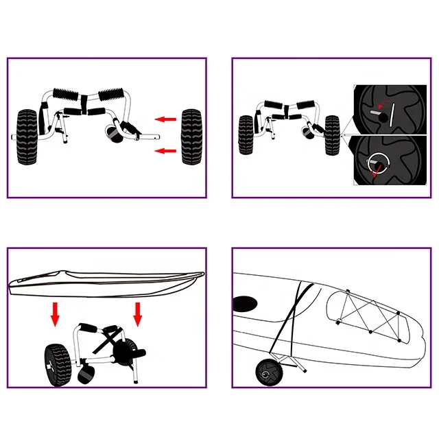 Kayak Trolley Cart Folding Small Aluminum Canoe Kayak Trailer
