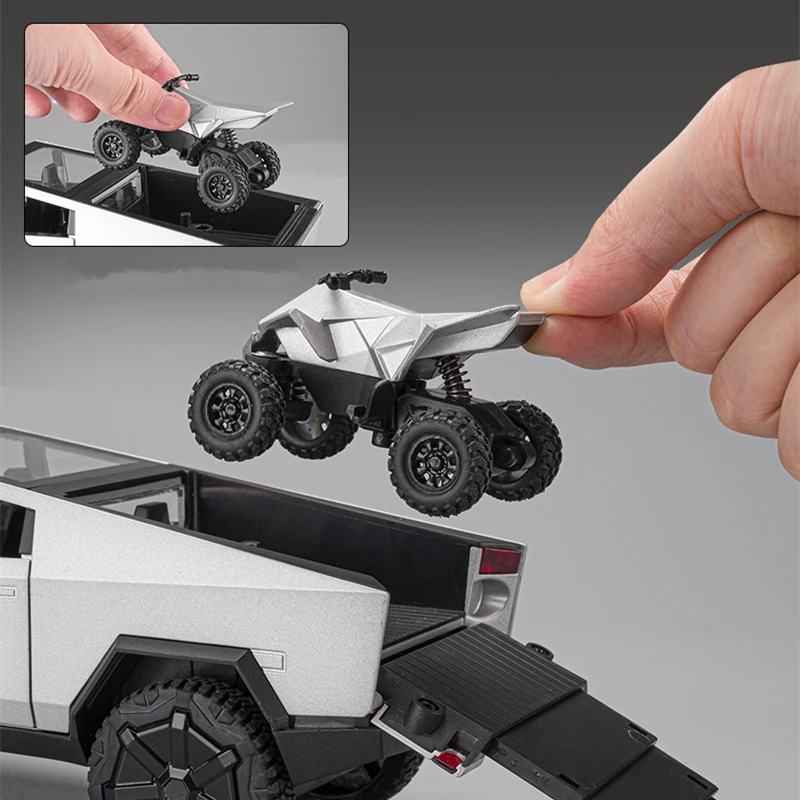 1:24 Cyber Truck Miniature Toy Car Alloy Pickup Truck Model Car Diecast Metal Sound&Light Collection Children Toy Vehicles Gifts