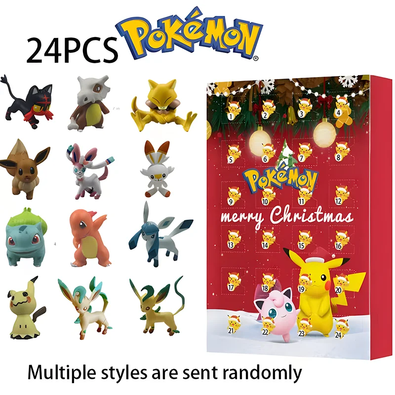 24Pcs/Set Pokemon Christmas Advent Calendar Box Anime Figures Pikachu Charizard Random Collection Toys for Children Xmas Gifts
