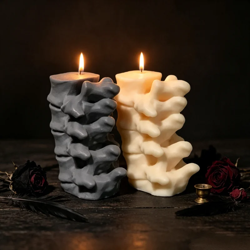 Huge Spine Candle Mold for Halloween Decor Premium Scented Candles 3D Broken Shell Egg Candle Silicon Mould Human Vertebrae Mold view 4
