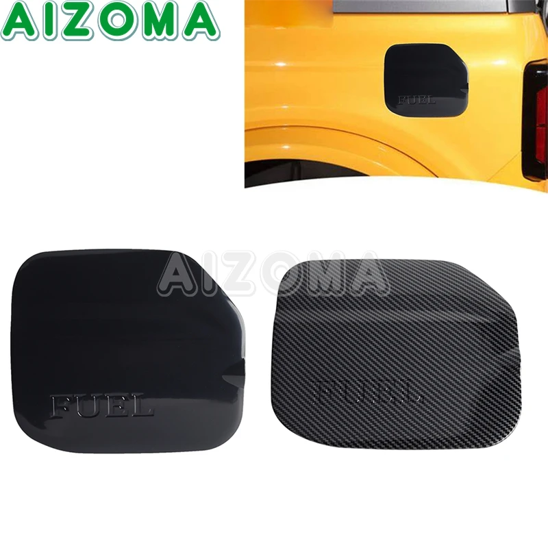 Black/Carbon Car Water Transfer Printing Gas Door Oil Filler Cover Trim Fuel Tank Cap For 2021 2022 2023 Ford Bronco 4 / 2 Doors