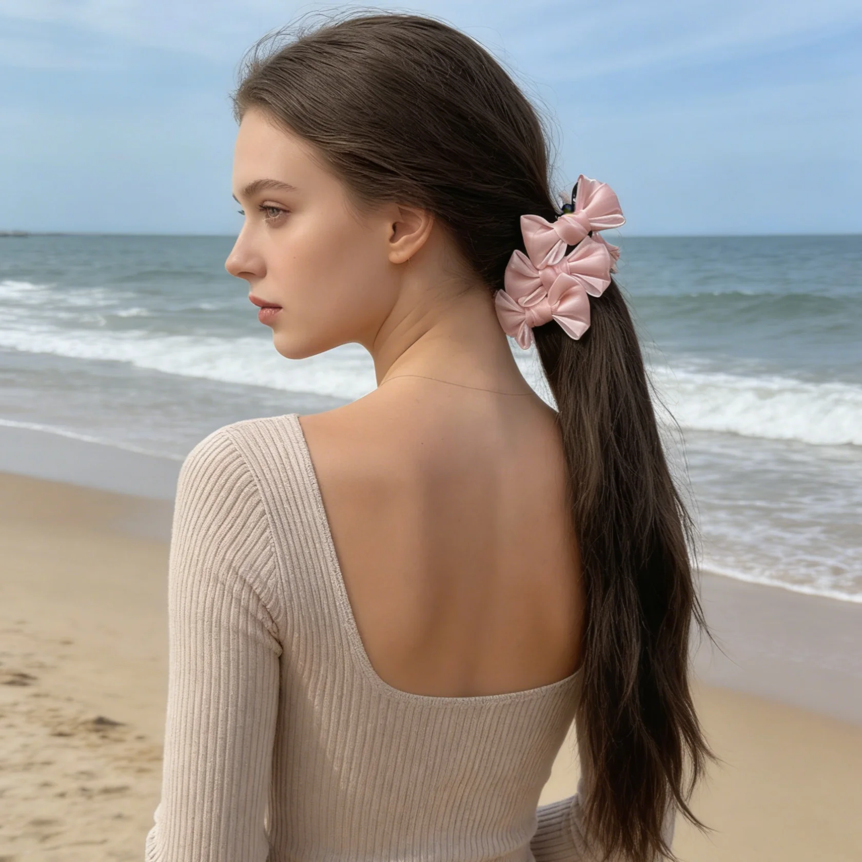 

Korean Bow Banana Clip Vertical Clips For Women Girls Elegant Ponytail Holder Twist Clip Sweet Headwear Party Hair Accessories