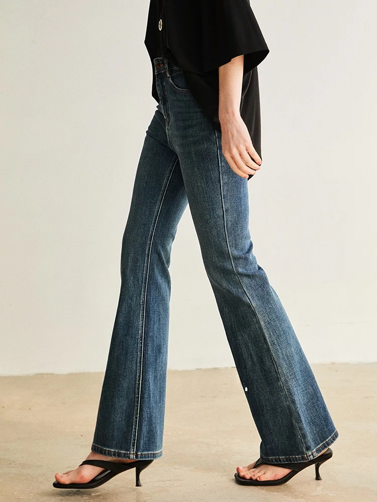 

Классические джинсы-клеш из хлопковой смеси премиум-класса, модные винтажные широкие брюки для женщин, облегающие, на молнии