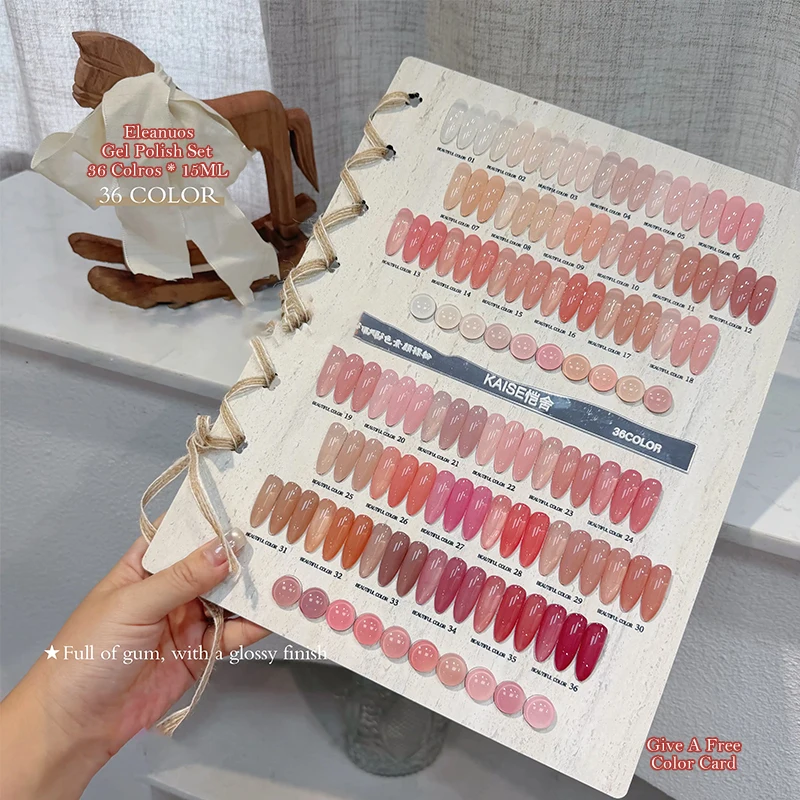 36pcs/set Nail Gel Polish Kit Nude Pink Gradient Blush Gel UV LED Soak Off Varnish Glossy Jelly Nail Art Design Salon Manicure