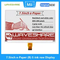 Waveshare 7.5inch e-Paper (B) E-ink raw Display Red Black White Three-color, SPI, e-paper for Raspberry Pi 4B/3B/3B+/Zero/Zero W