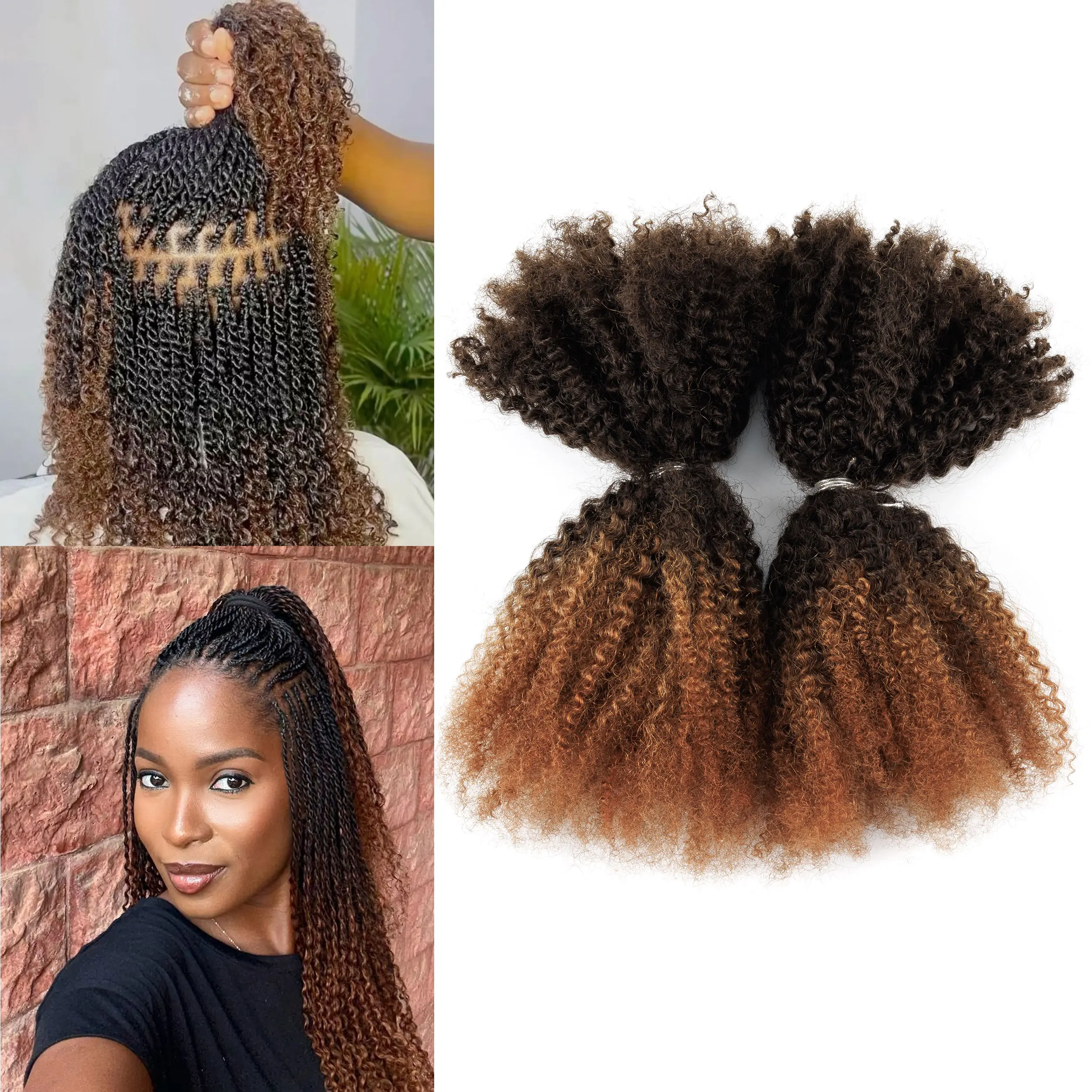 

Оптовые поставки афро-кучерявых волос 4C для плетения, двойной объем, натуральные человеческие волосы для афро-косичек, крючковое плетение, бохо-косы