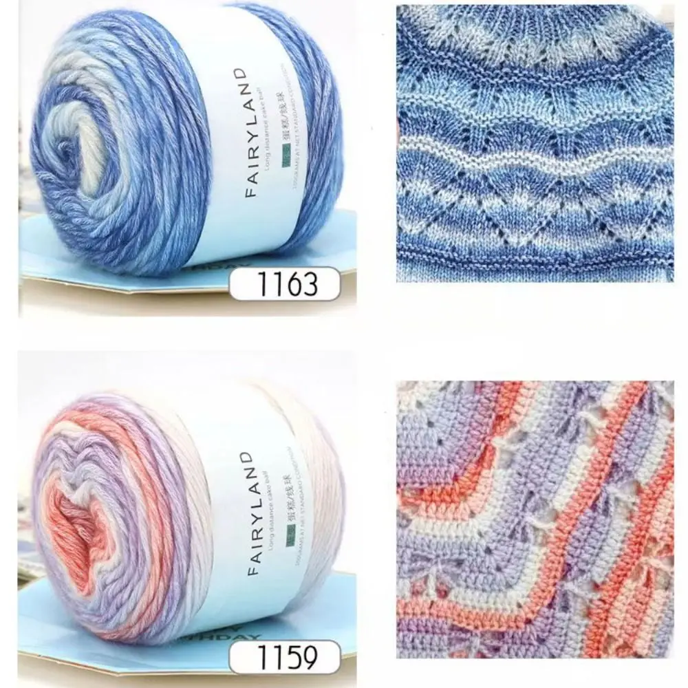 100 g Regenbogen-Wollgarn, neues weiches, handgewebtes Kuchengarn, Hut, Schal, Pullover, Färben, Häkeln, ausgefallenes Mischgarn