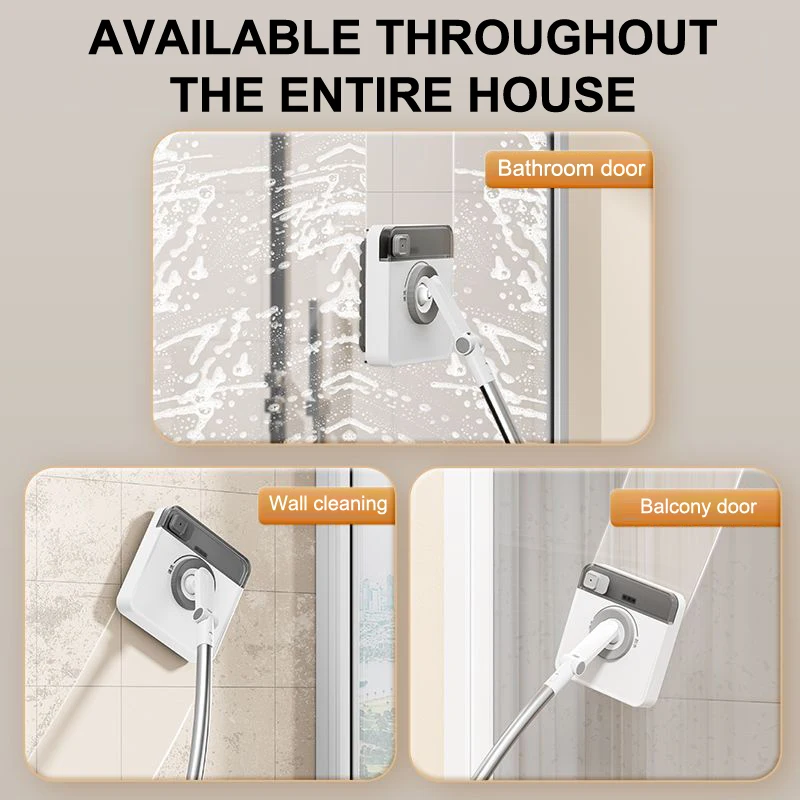 

130cm High-Reach Window Cleaning Brush-Dual-Sided Scraper&Sponge Head for High-Rise Glass,Extension Pole for Window Washing