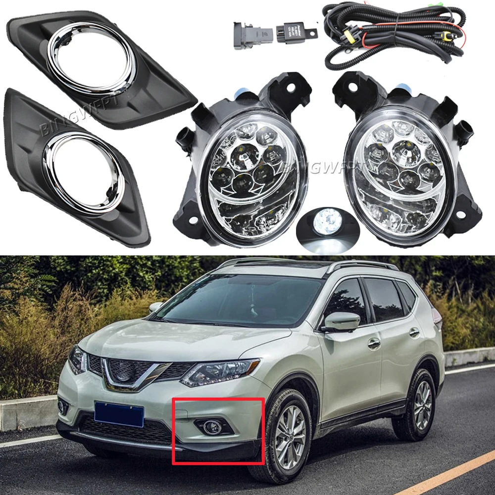 

Fog Lights For Nissan X-trail T32 X Trail Rogue 2014-2016 Headlight LED Fog Light Switch Harness Cover Grill Fog Lamp Assembly