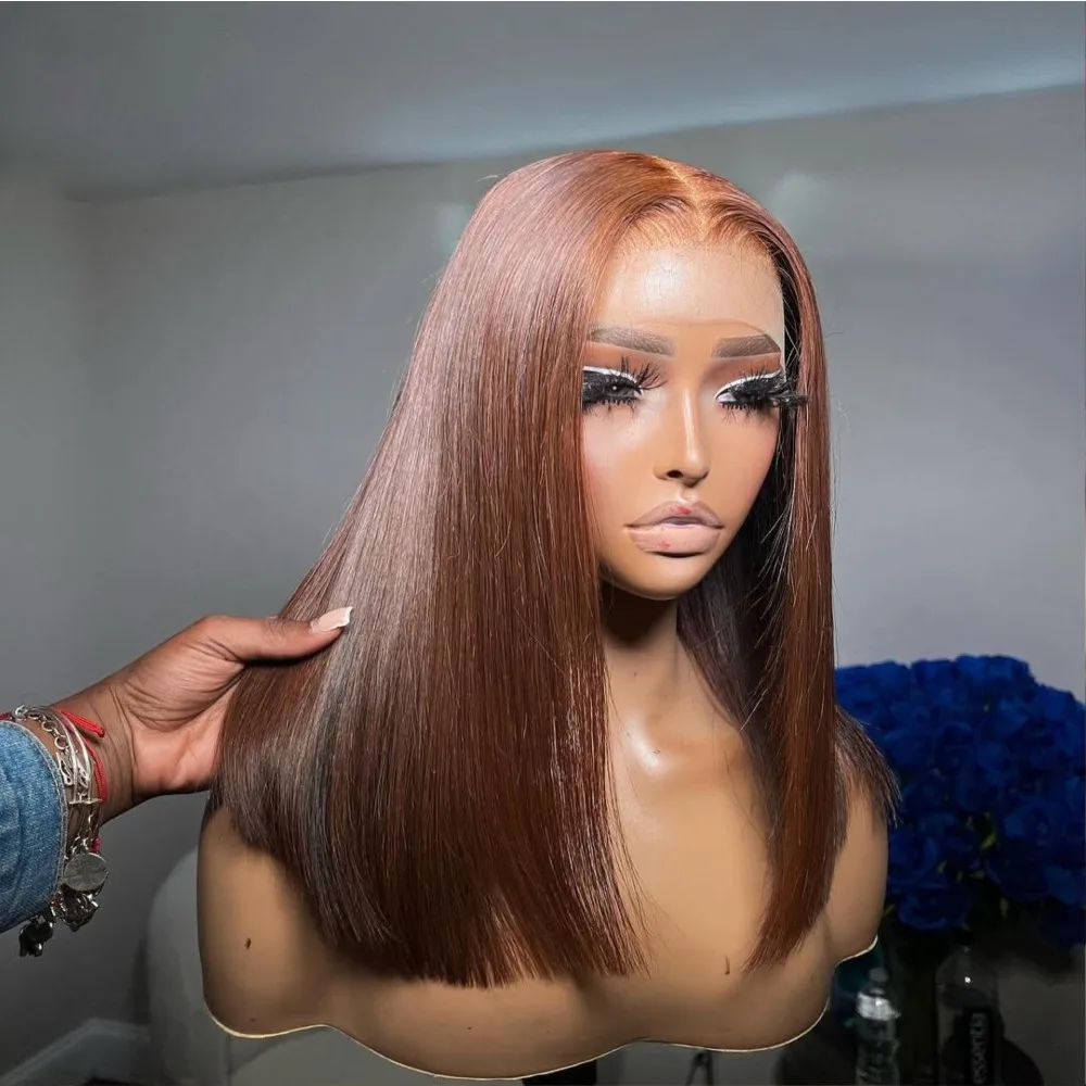 Parrucca per capelli veri lisci Boen vietnamita super doppia disegnata senza colla # 4 Tessitura a mano piena Remy vergine brasiliana di alta qualità