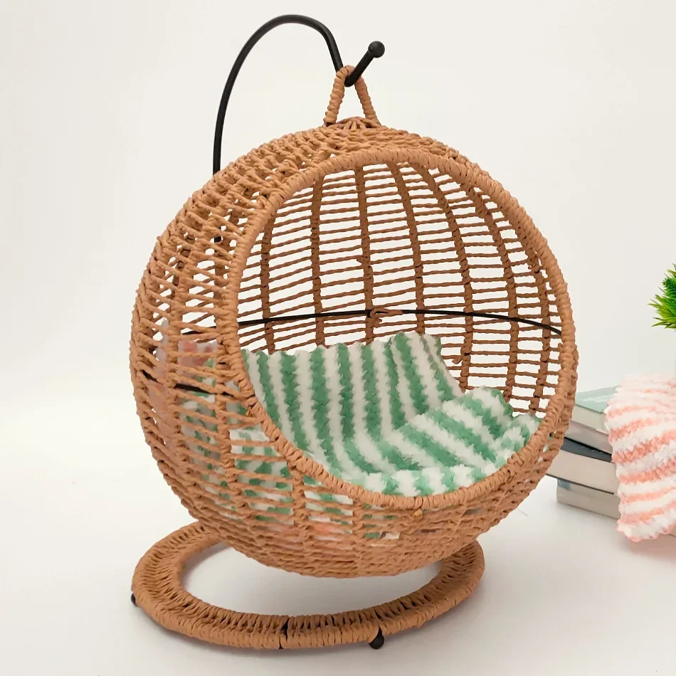 

Sword hemp rope woven cat's nest semi enclosed circular hammock summer dog's nest hanging basket natural seaweed rope handcrafte