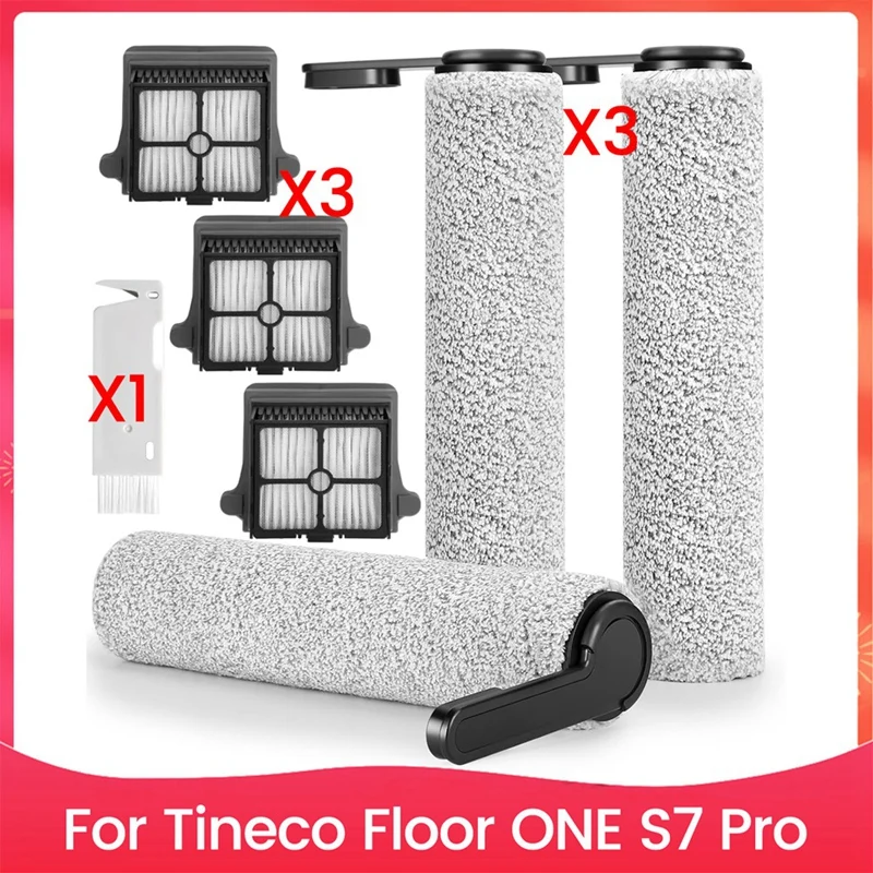 JDZD Roller Brush Replacement For Tineco Floor ONE S7 Pro Cordless Vacuum Cleaner Brush Rollers And Hepa Filters Accessories