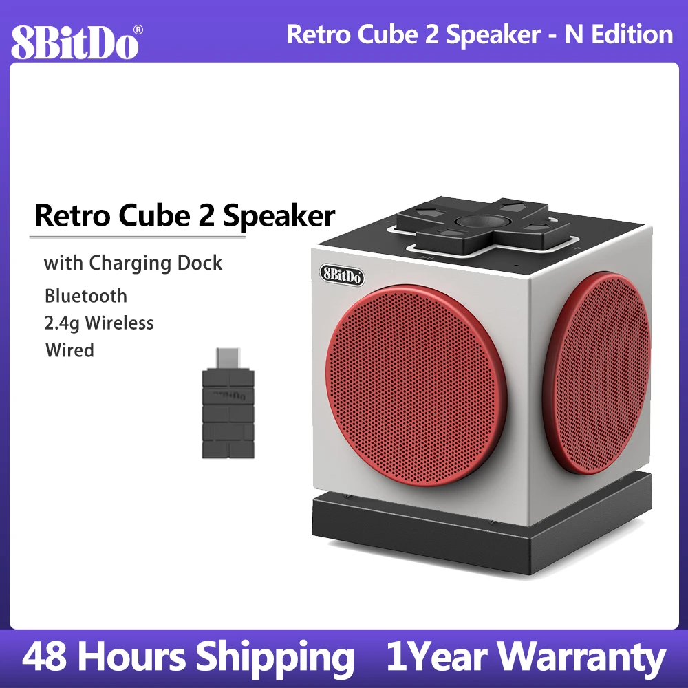 

8BitDo Retro Cube 2 Speaker - N Edition с зарядной док-станцией, Bluetooth/2.4g Wireless/Wired, для клавиатуры и мыши 8BitDo N Edition