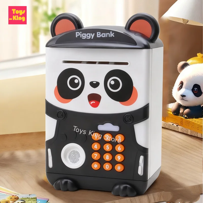Simulation Panda tirelire mot de passe empreinte digitale dessin animé tirelire enfants jouets pièce de monnaie économie tirelire ATM 3 + garçons et filles cadeaux