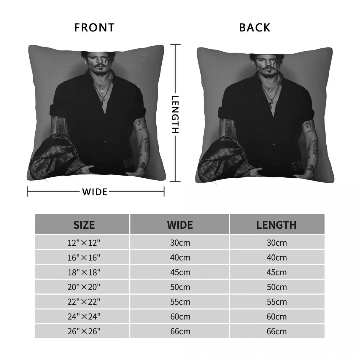 Johnny Depp Square Pillowcase Polyester Linen Velvet Creative Zip Decor Pillow Case Home Cushion Cover