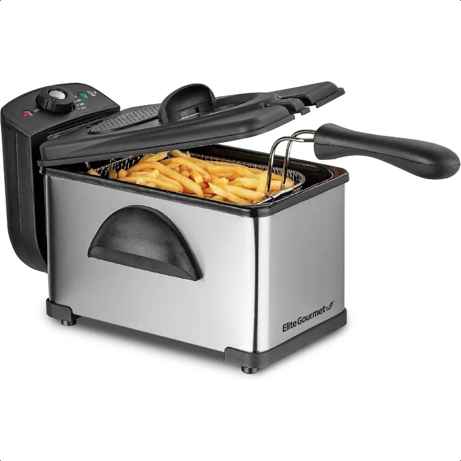 

EDF2100 Electric Immersion Deep Fryer Removable Basket Adjustable Temperature Lid with Viewing Window and Odor Free Filter 2 Qu