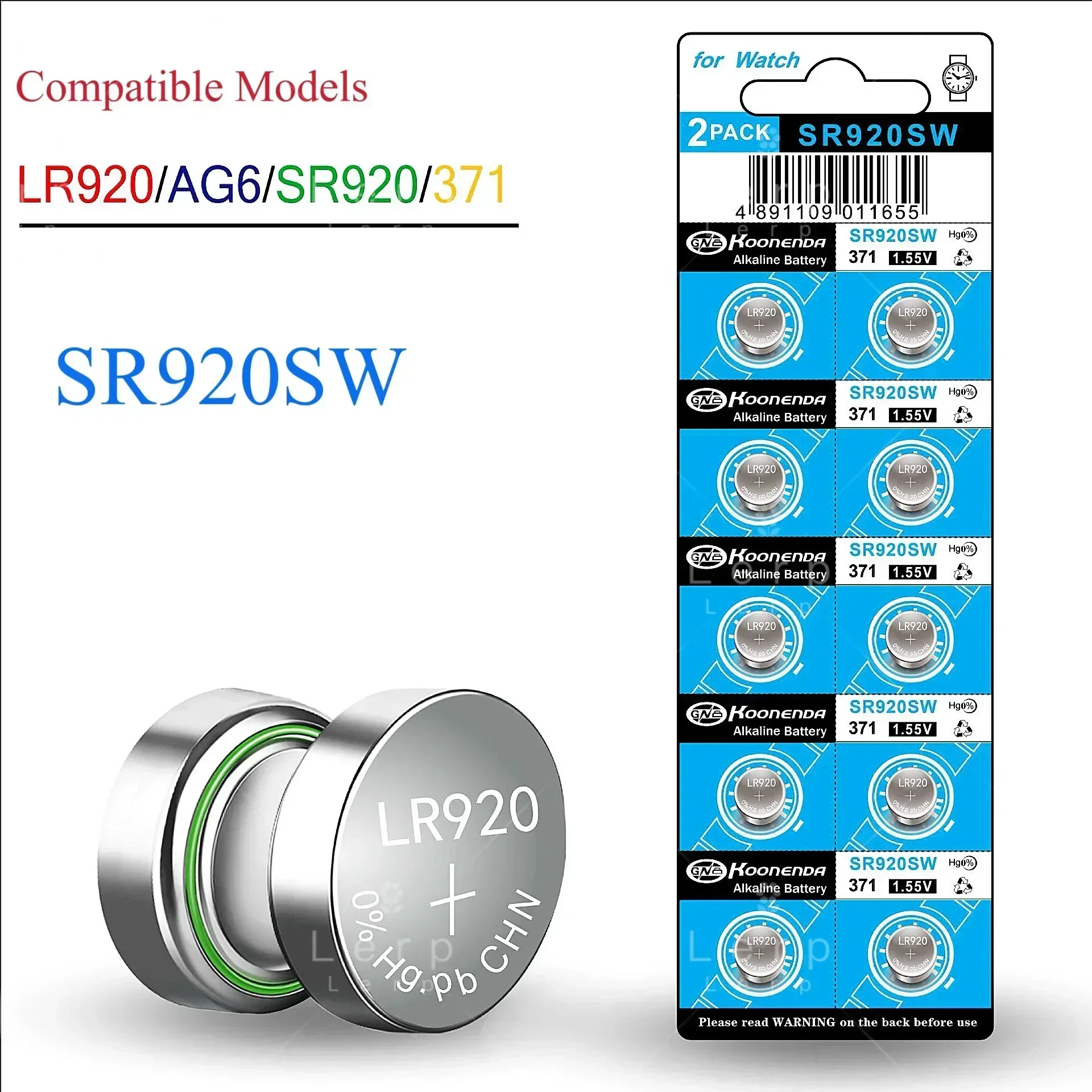 SR920sw button battery, AG6/LR920/171/LR69/371 universal, suitable for silver oxide watches, quartz watches, pocket watches, etc