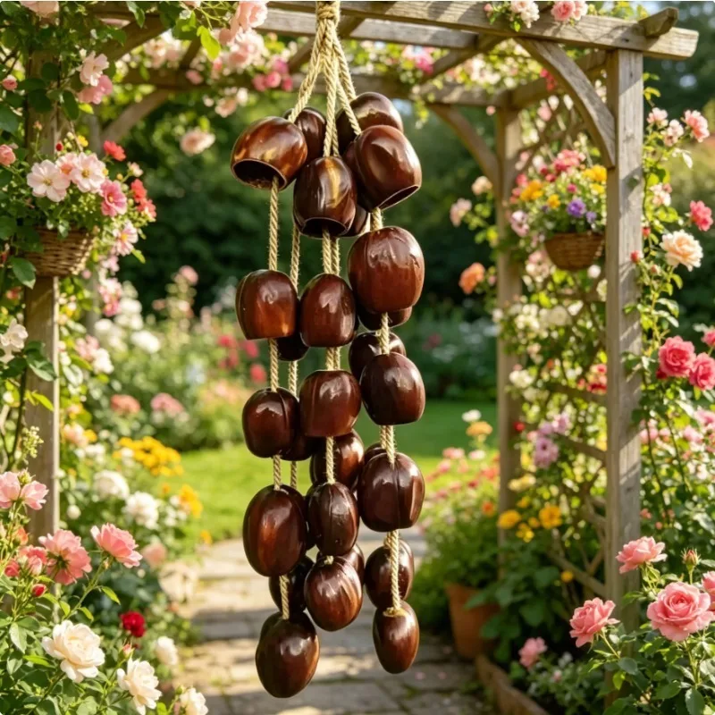 Campanas de Sonido, Campana Juju Panji Hecha a Mano con Cáscara de Fruta Natural, Campana de Yoga y Meditación, Instrumentos de Percusión