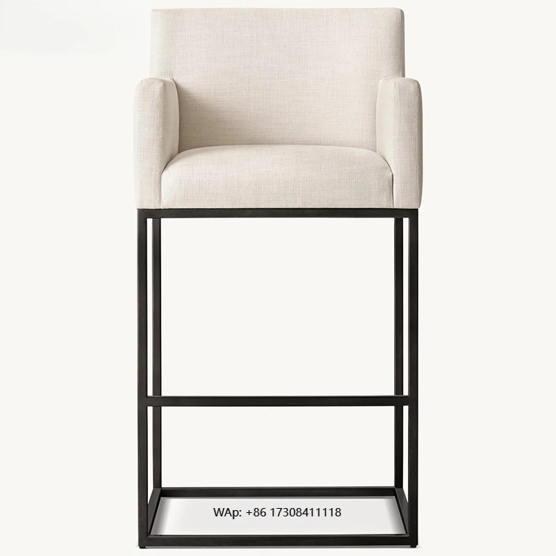 Italian modern simple light luxury adult bar chair American country vintage home cloth high bar chair